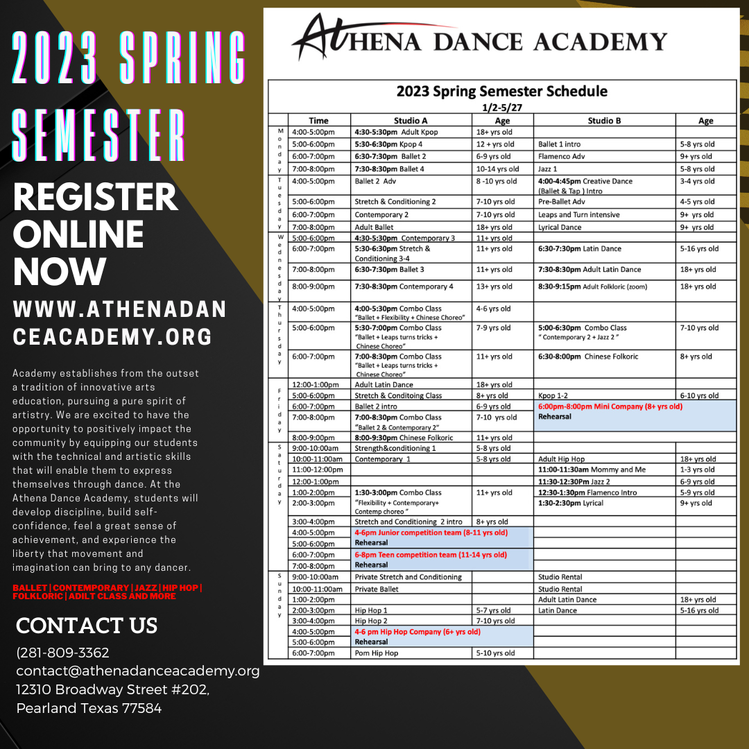 2023 Spring Semester Athena Dance Academy